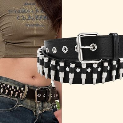 일반 스타일 2-4cm 남성 웨스턴 펑크 리벳 벨트 부드러운 Buckle 바지 장식