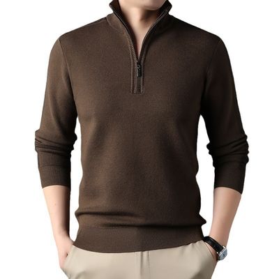 맞춤형 솔리드 반 지퍼 겨울 류 아크릴 거북이 목걸이 남자의 세탁 스웨터