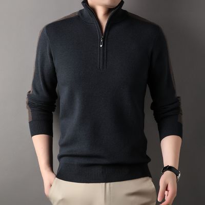 맞춤형 솔리드 반 지퍼 겨울 류 아크릴 거북이 목걸이 남자의 세탁 스웨터