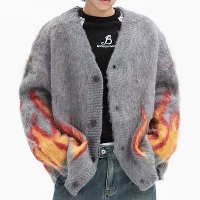 컴퓨터 넥타이 겨울 화염 자카드 V-목 남자 스웨터