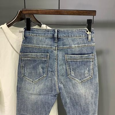 세탁된 디자이너 남성 바지 청바지 가늘한 청바지 남성 단장 제품
