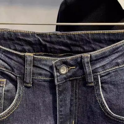 중간 허리 XMAMLON 남성 힙합 스트리트 웨어 얇은 찢어진 손상 청바지 바지 바지