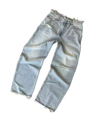 맞춤형 넓은 다리 바지 중 허리 젠지 바지 비울 청바지 여성 플러스 사이즈 남성 바지