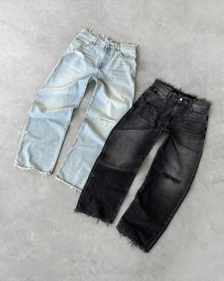 맞춤형 넓은 다리 바지 중 허리 젠지 바지 비울 청바지 여성 플러스 사이즈 남성 바지