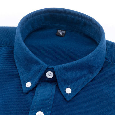 바늘 검출이 불가능한 남성용 직물 셔츠 M-5XL 장袖 평면 염색 폴로 코드루이