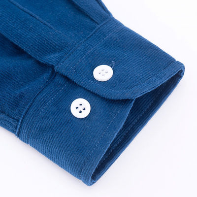 바늘 검출이 불가능한 남성용 직물 셔츠 M-5XL 장袖 평면 염색 폴로 코드루이