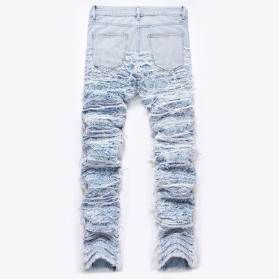 허리 중부 부러진 세탁 된 젠임 직립 다리 청바지 남성 바지 바지